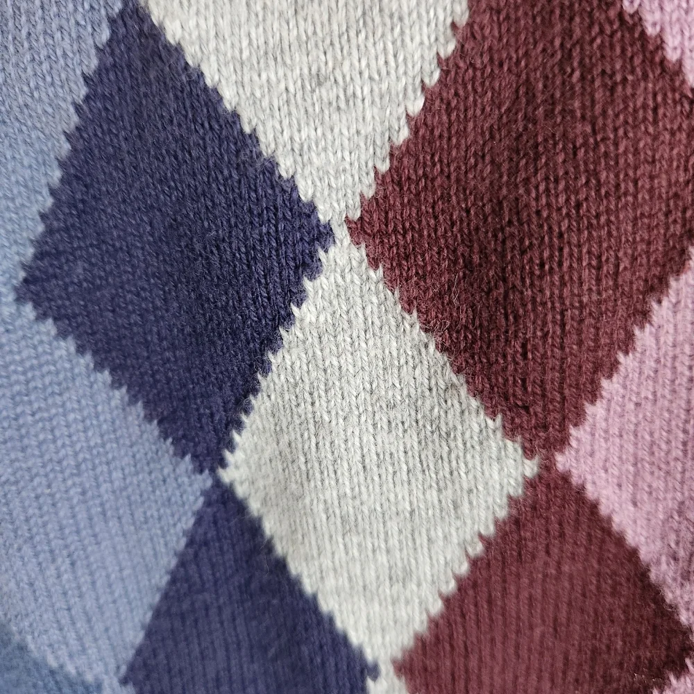 Vintage 90s Liz Claiborne Cotton Argyle Academia Sweater Size L⚘️HP⚘️ - Picture 3 of 8